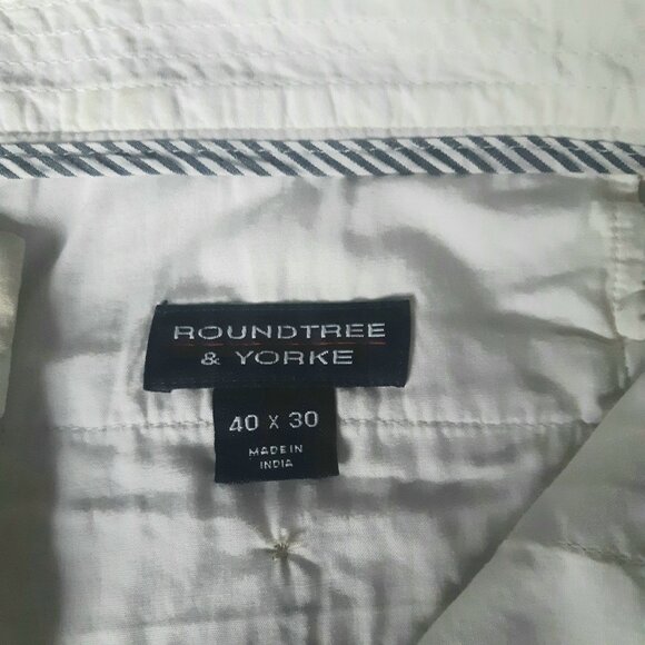 Roundtree & Yorke SZ 40x30 Men's Chinos Off White 100 %Cotton - Picture 4 of 8